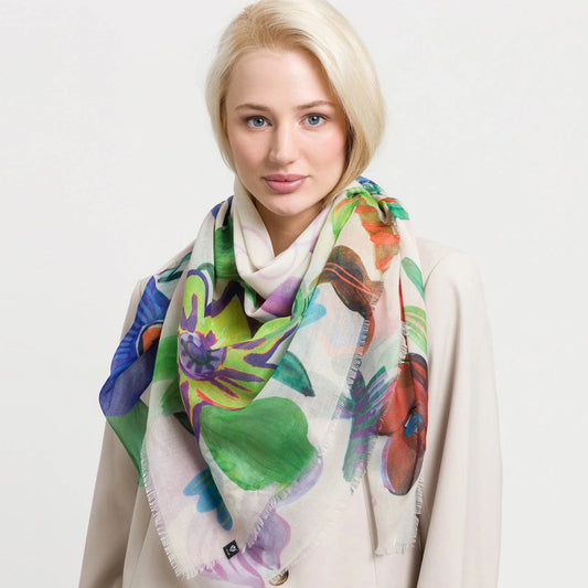 Fraas - Painted Flowers Square Scarf