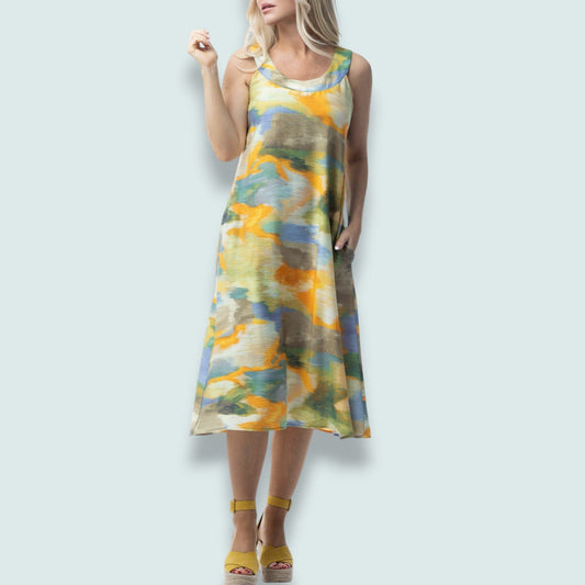 Pure - Sunset Brushstroke Sleeveless Dress