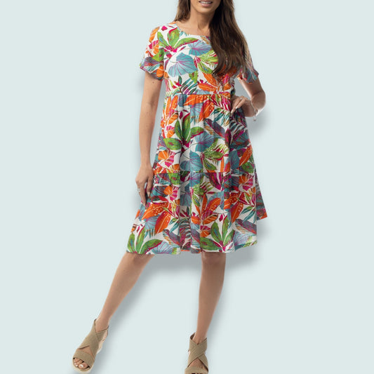 Pure - Peacock Palms Tiered Dress