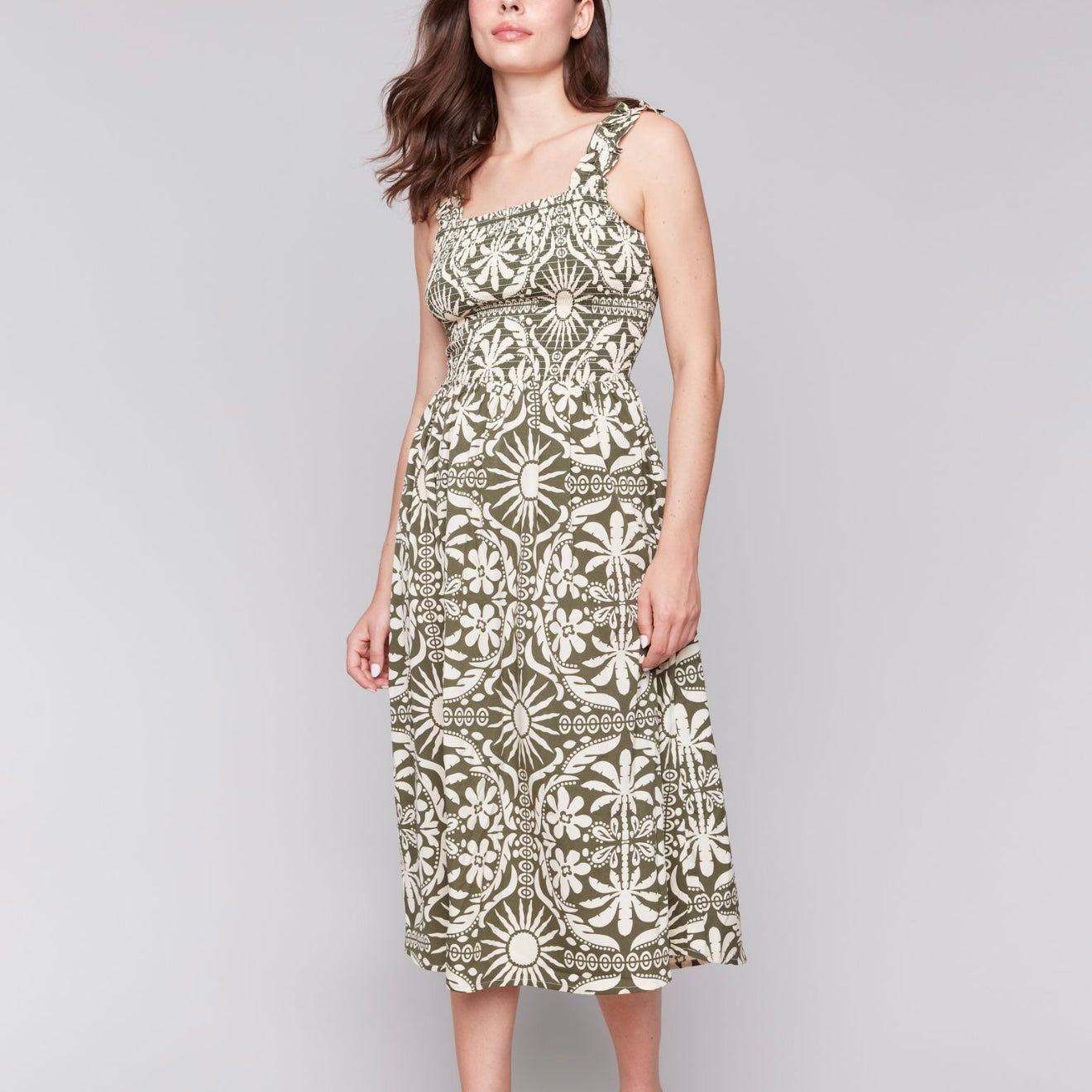 Charlie B - Printed Dress With Shirring Detail