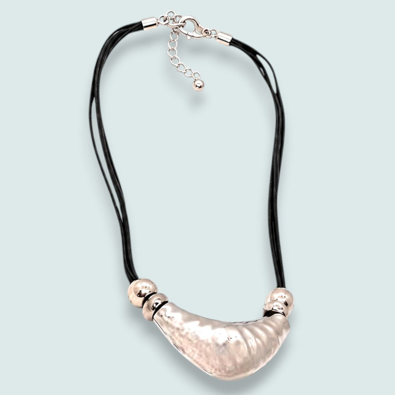 Audrey's - Modern Silver Statement Pendant Necklace