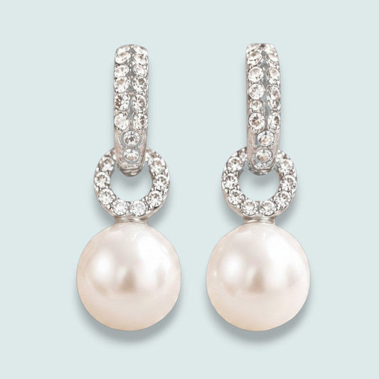 Audrey's - Crystal Halo Pearl Drop Earrings