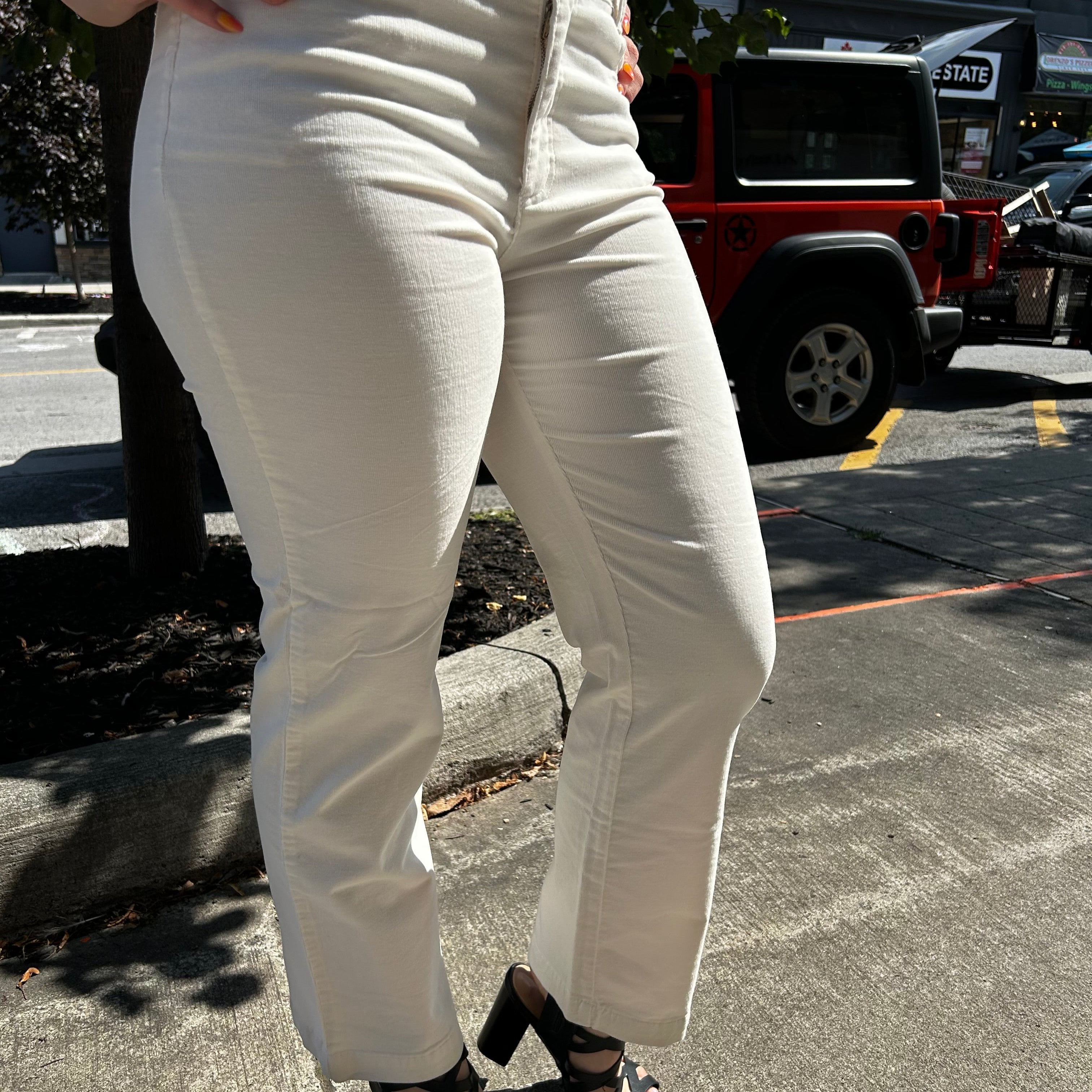 Lisette L Corduroy Straight Leg Pants 2 White