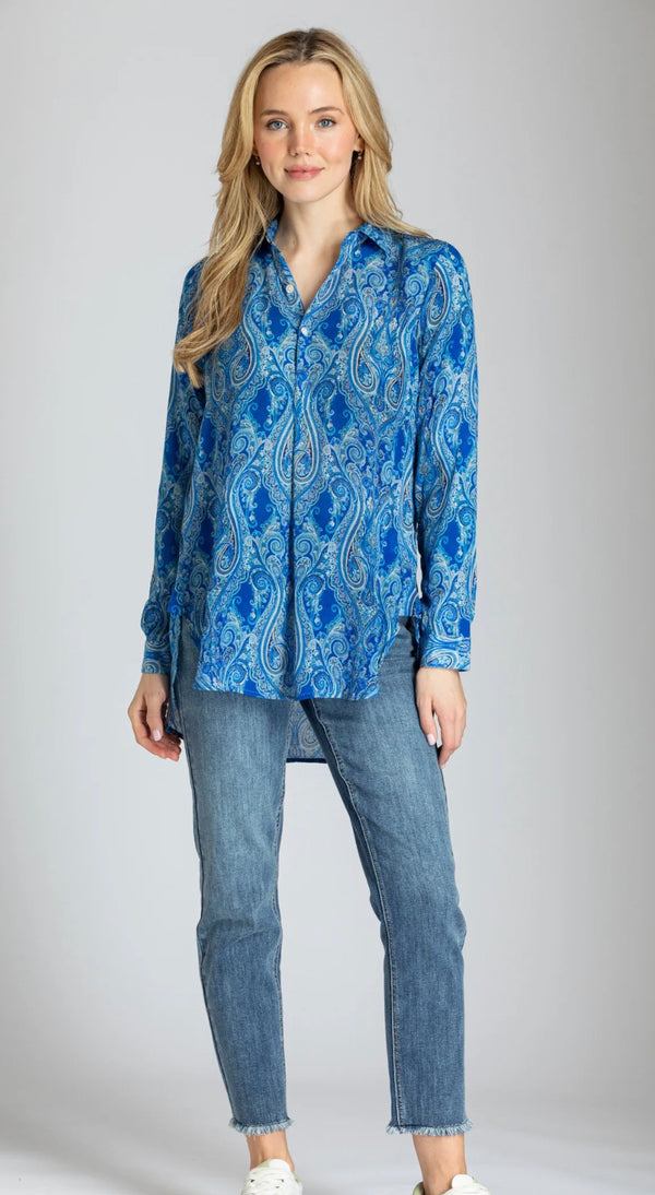 APNY - Half Button Up Printed Blouse