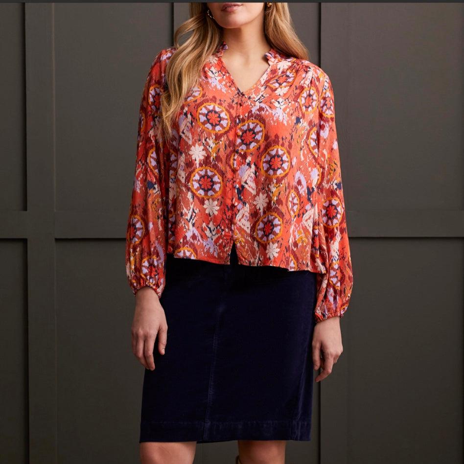 Tribal - Jacquard Challis Button-Up Blouse