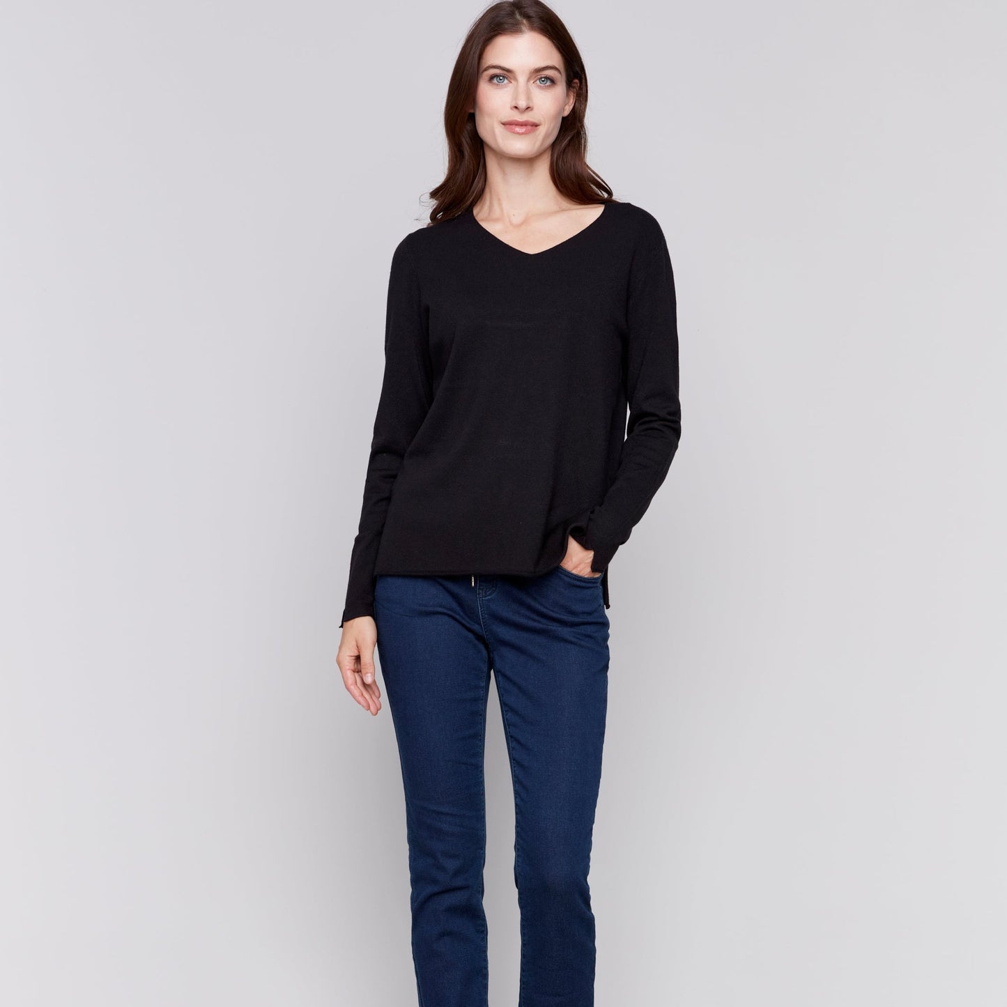 Charlie B - V-Neck Long Sleeve Sweater