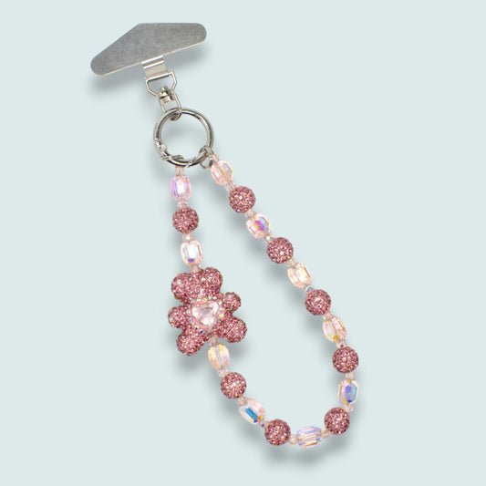 Luv & Co - Pink Teddy Crystal Phone Wristlet