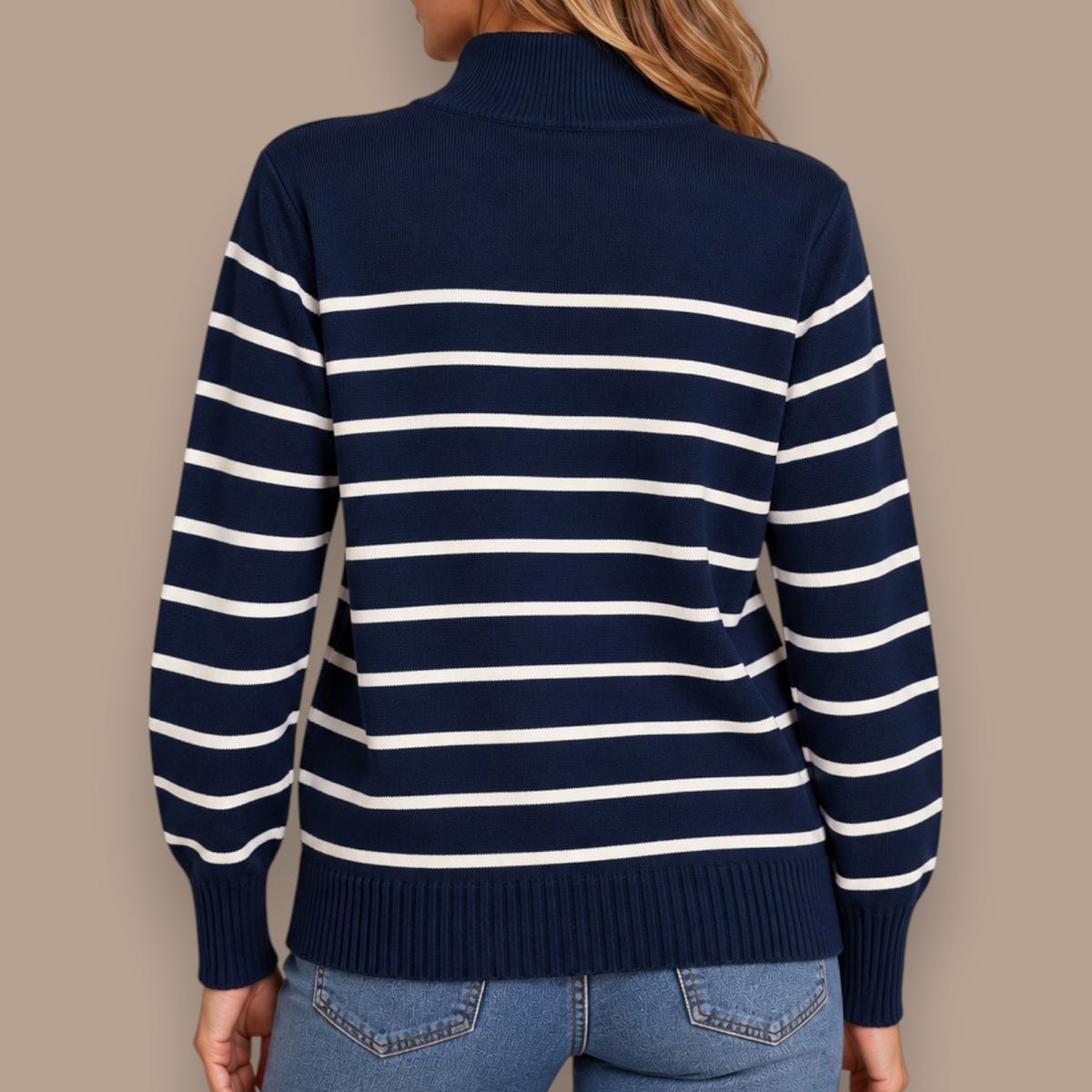 Carreli - Classic Striped Quarter-Zip Sweater