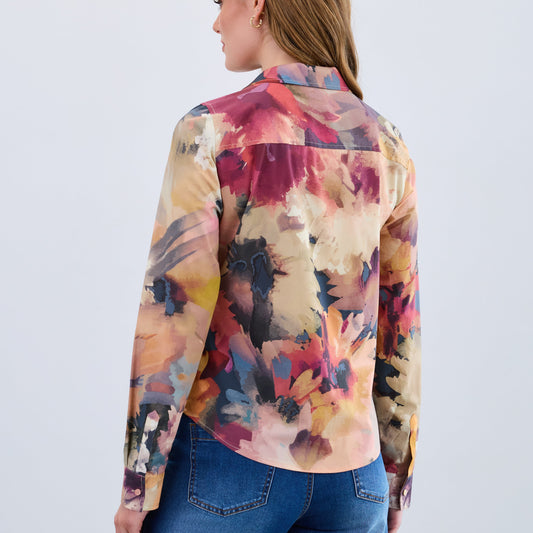 FDJ - Long Sleeve Split Neck Blouse