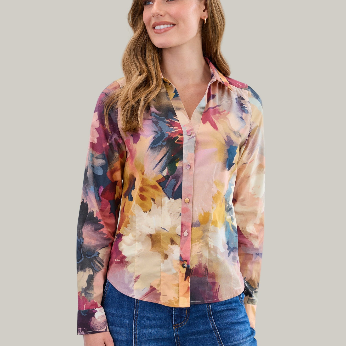 FDJ - Long Sleeve Split Neck Blouse