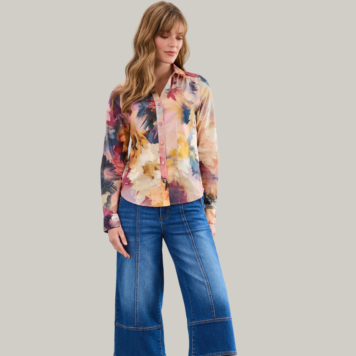 FDJ - Long Sleeve Split Neck Blouse