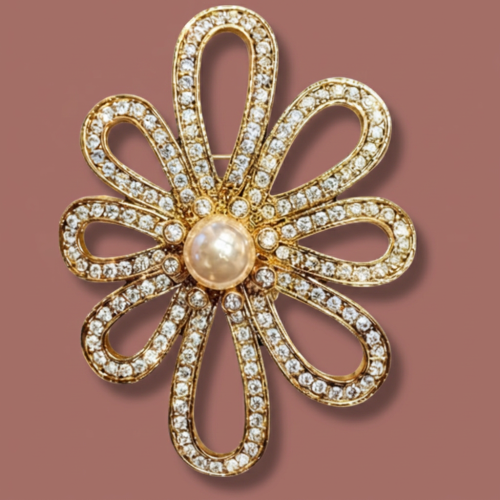 Audrey's - Crystal Bloom Pearl Brooch