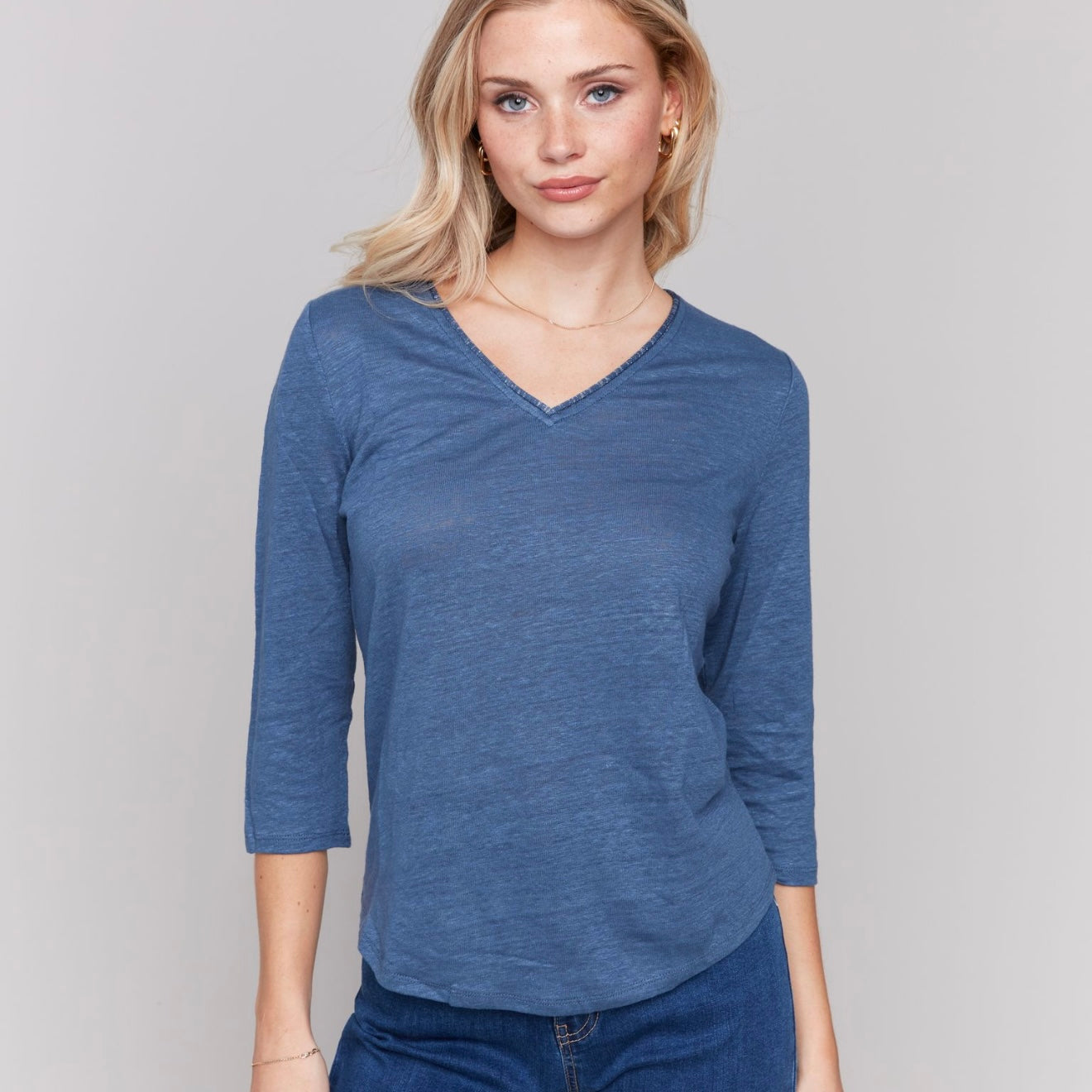 Charlie B - 3/4 Sleeve V-Neck Top