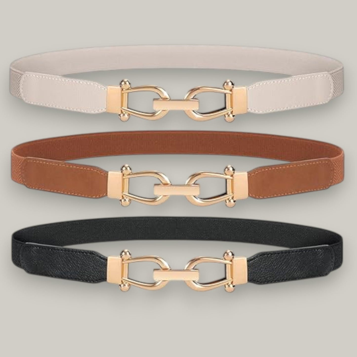Audrey's - Retro Elastic Belt With Gold Buckle