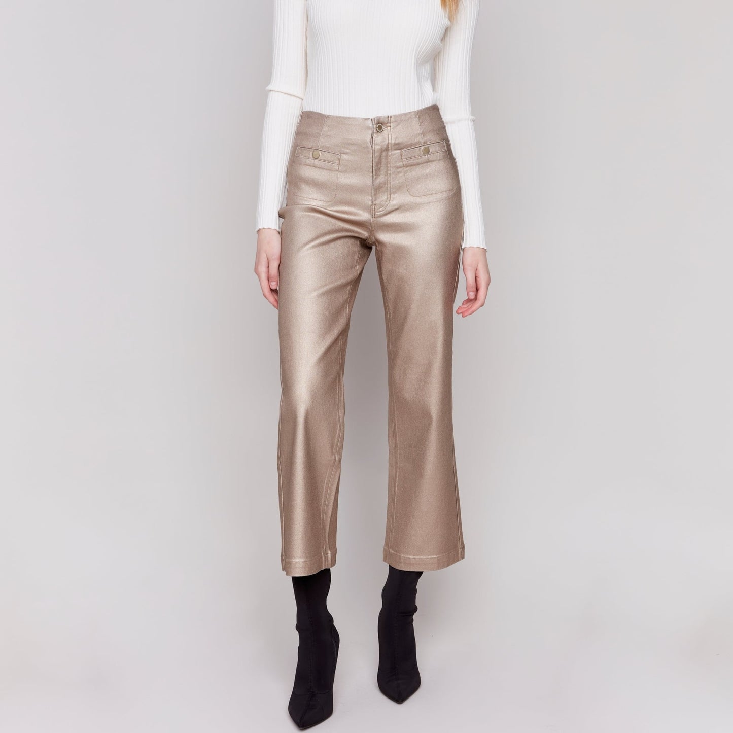 Charlie B - Metallic Wax Flared Pants