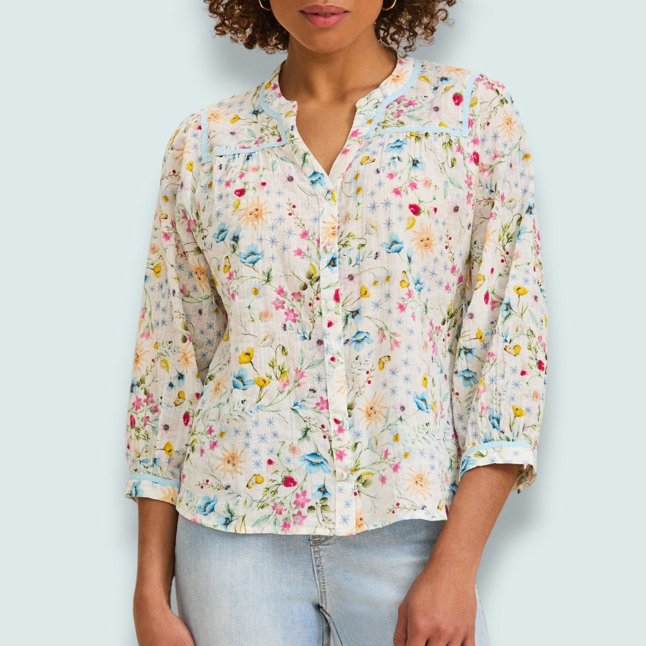 FDJ - Spring Meadow Floral Button Blouse