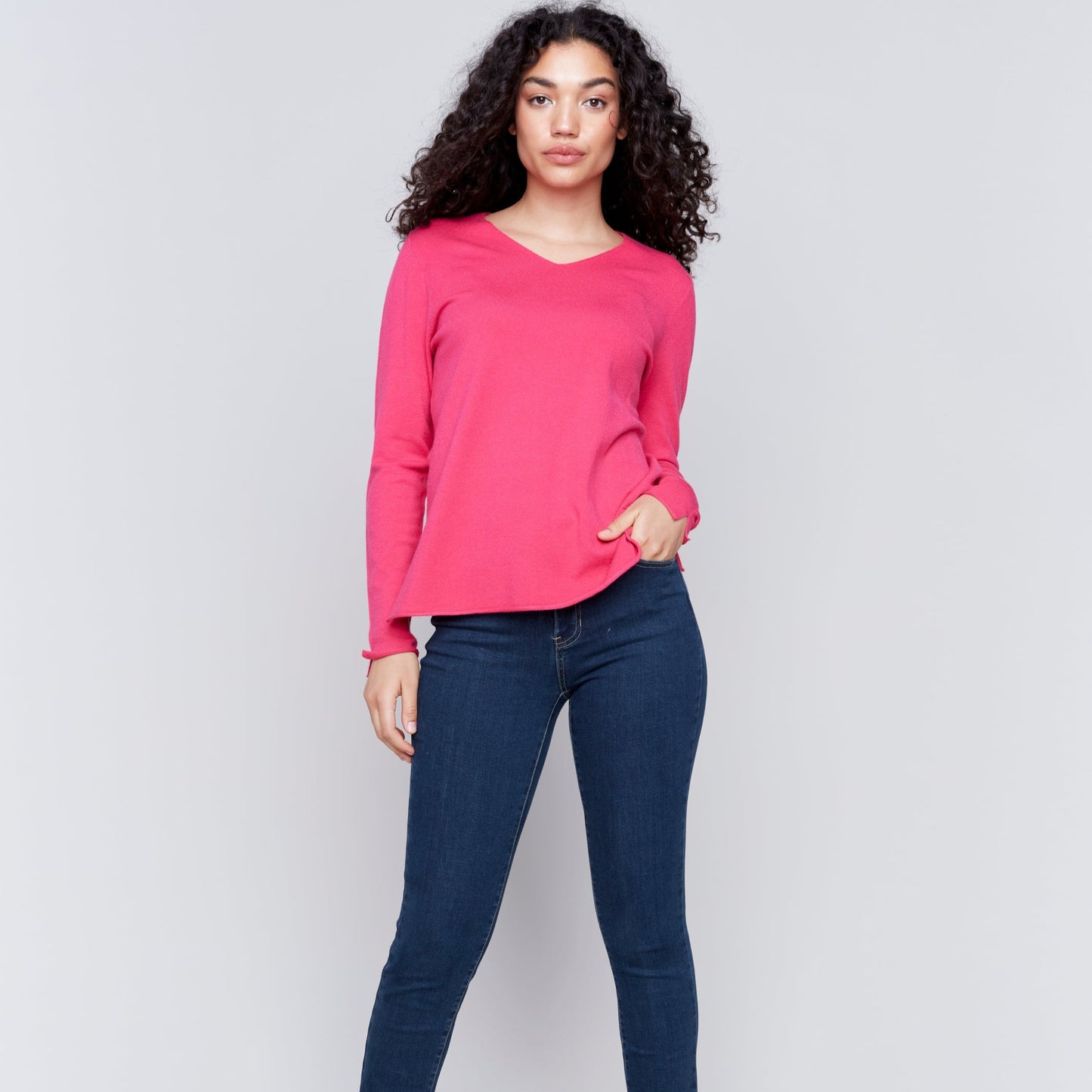 Charlie B - V-Neck Long Sleeve Sweater