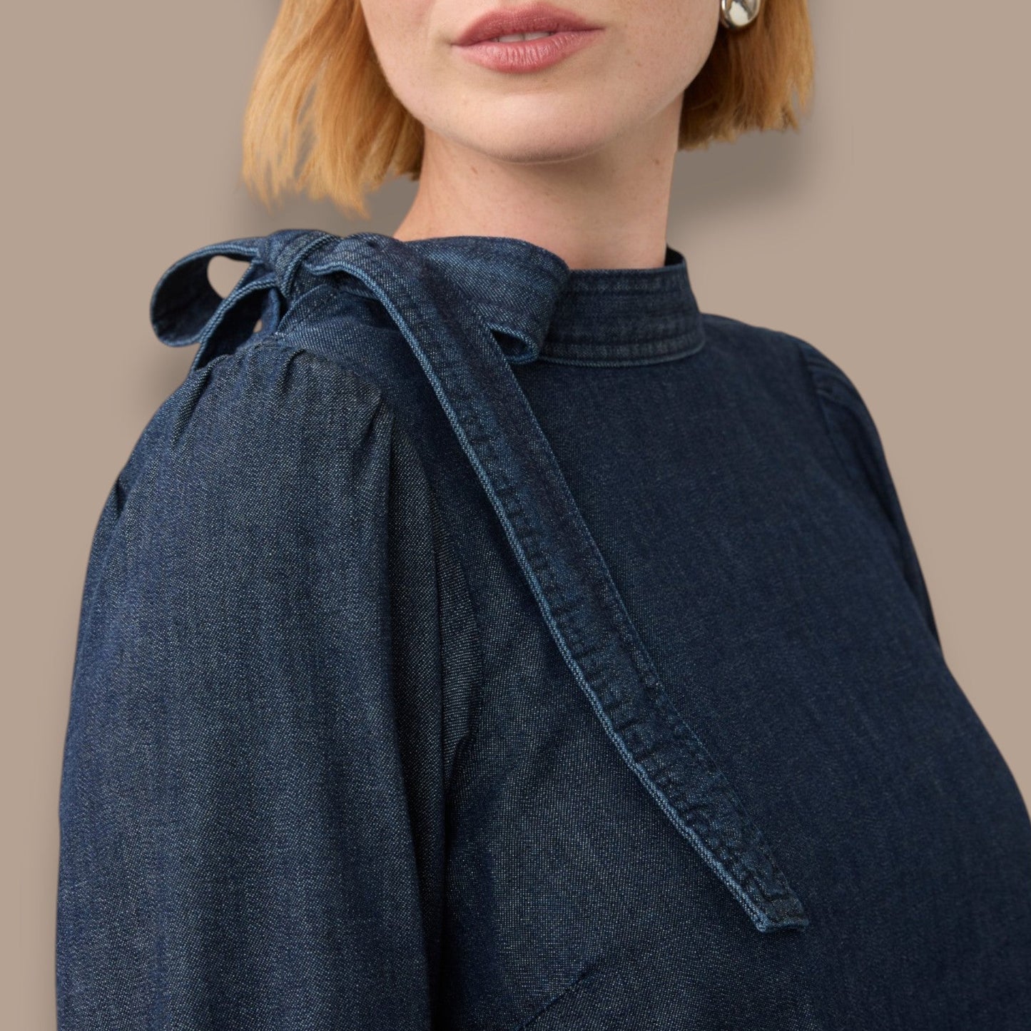 FDJ - Dark Wash Denim Tie-Neck Top
