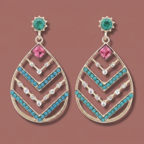 Audrey's - Jewel-Tone Teardrop Statement Earrings