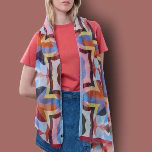 Fraas - Retro Geometric Print Lightweight Scarf