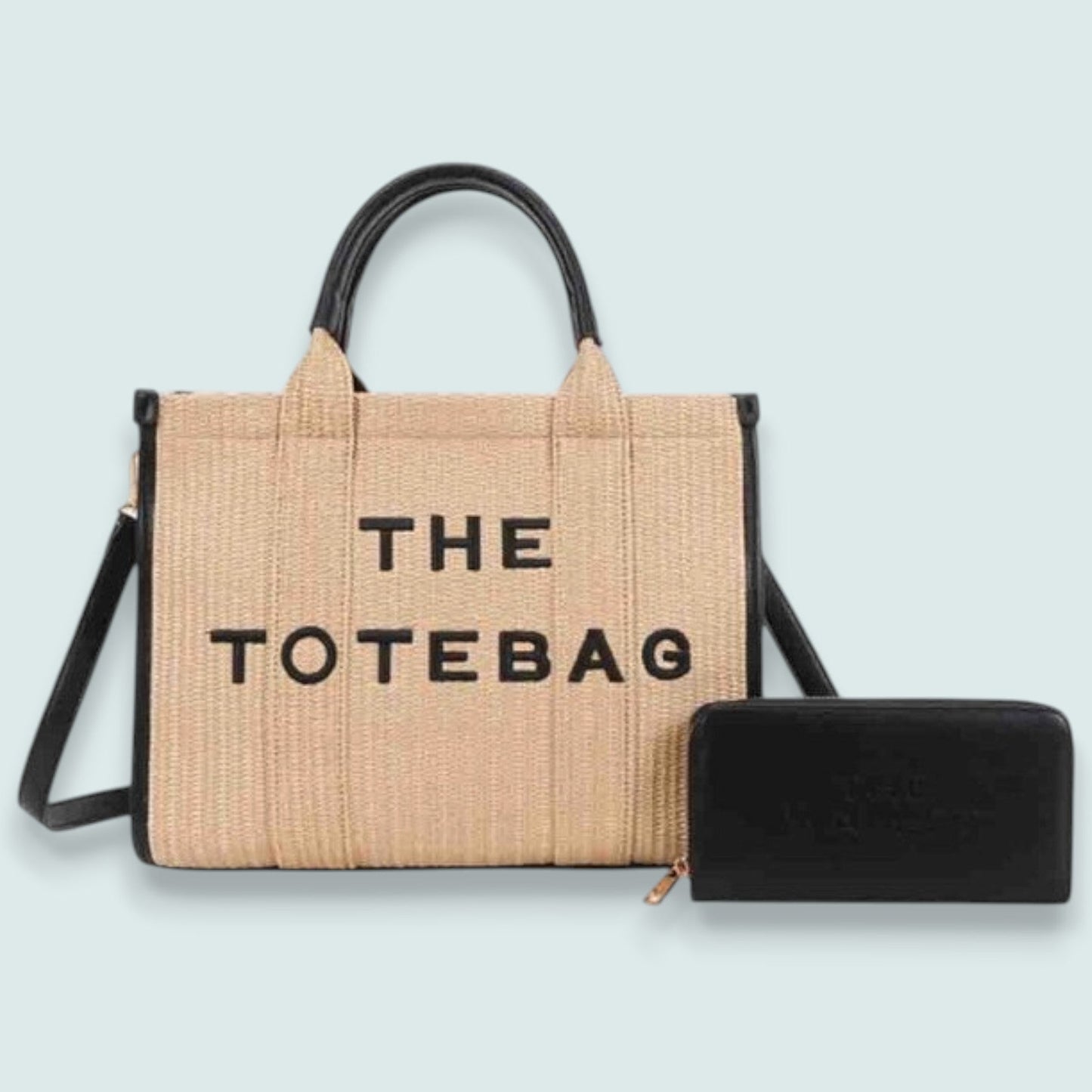 Audrey's - Woven Tote Bag With Crossbody Strap & Wallet