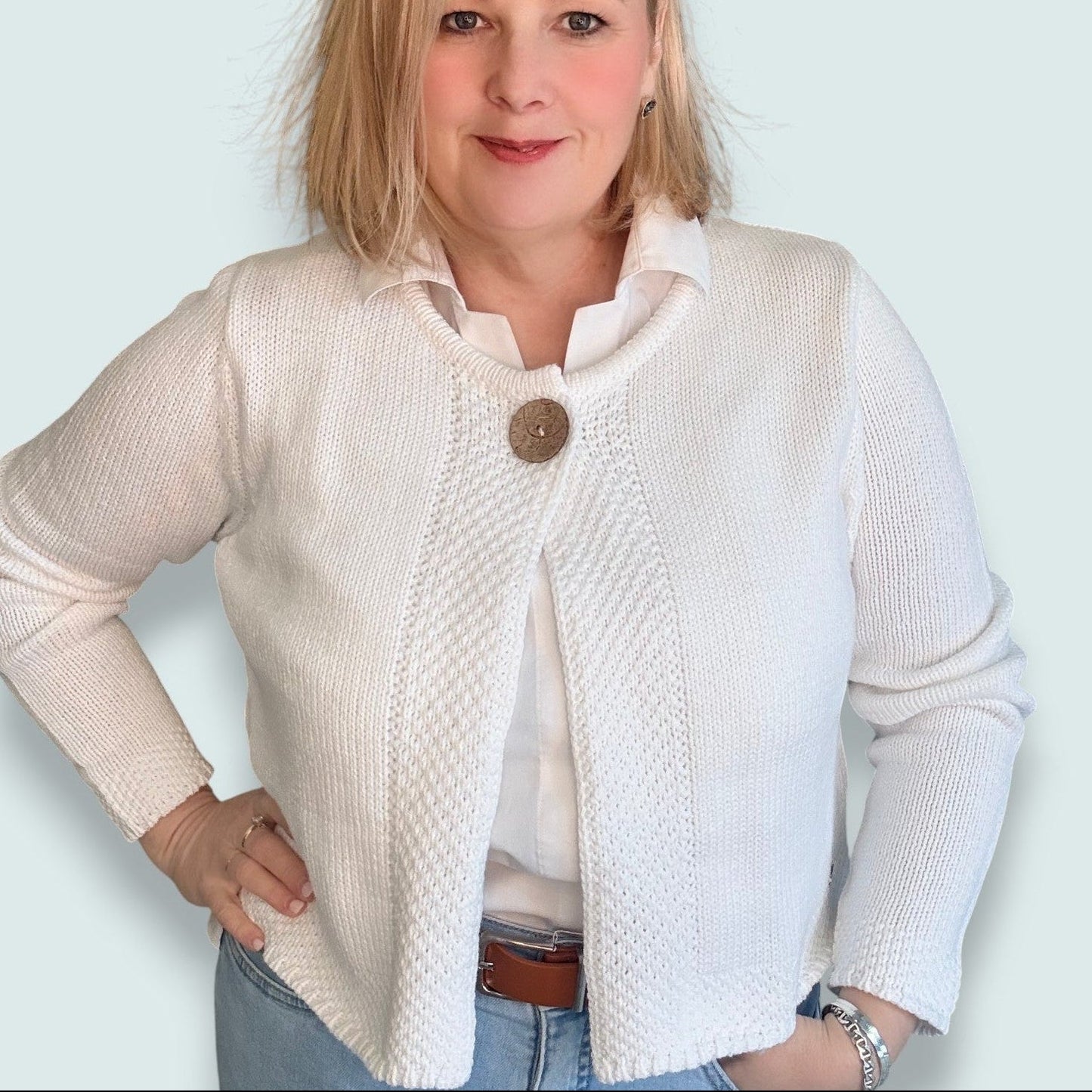 Picadilly - Coconut Button Knit Cardigan