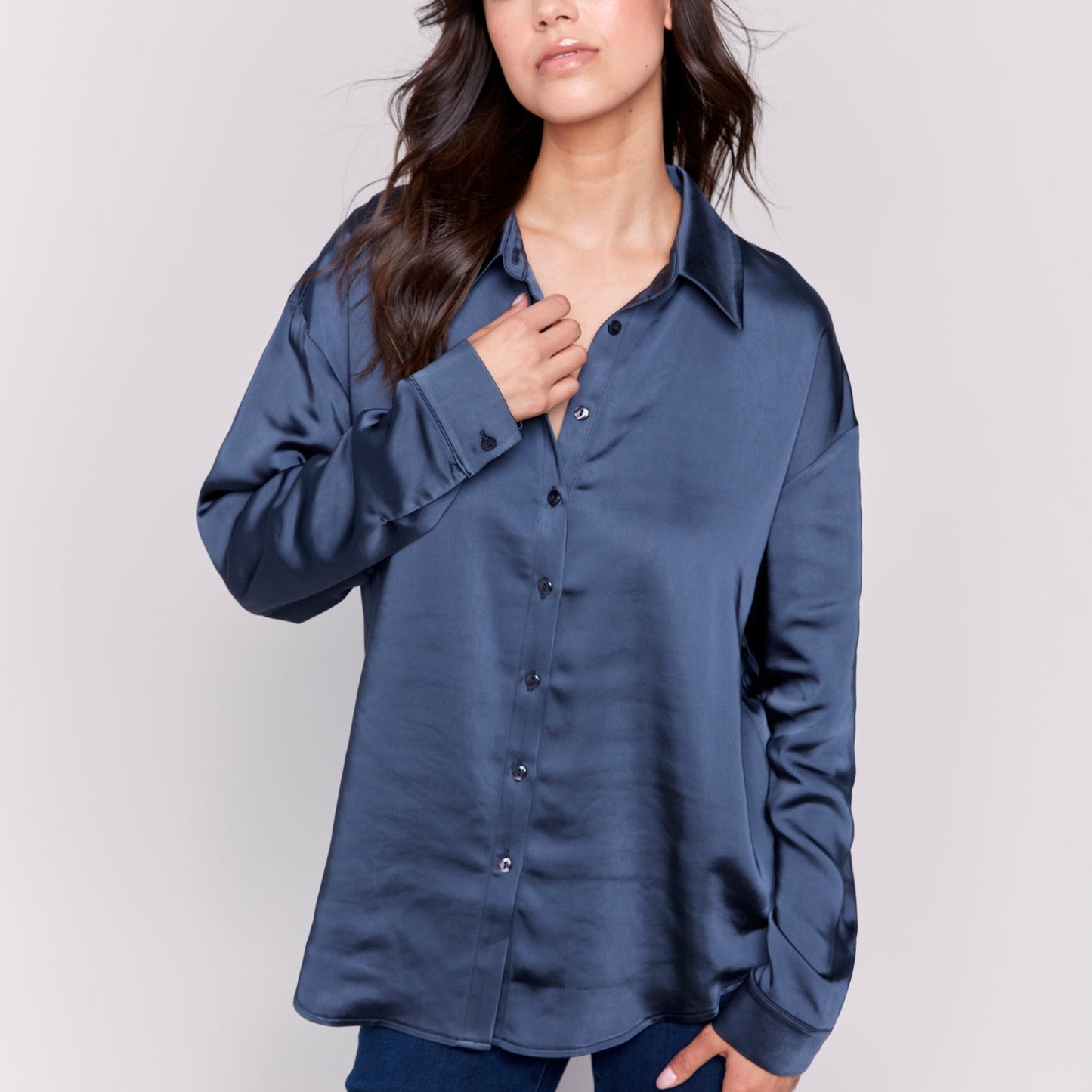 Charlie B - Satin Button-Down Blouse