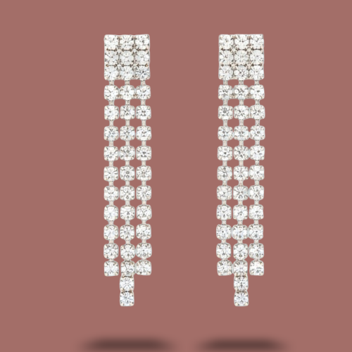 Audrey's - Silver Crystal Cascade Statement Earrings