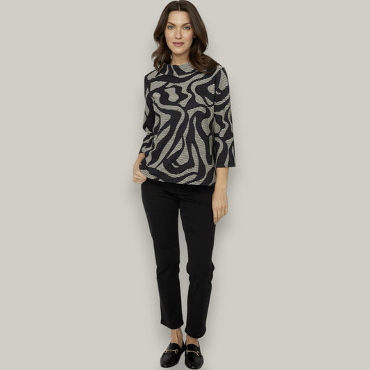 Compli K - Cowl Neck Abstract Top