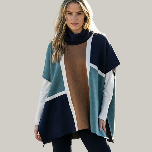 Marble - Colour Block Knitted Cape