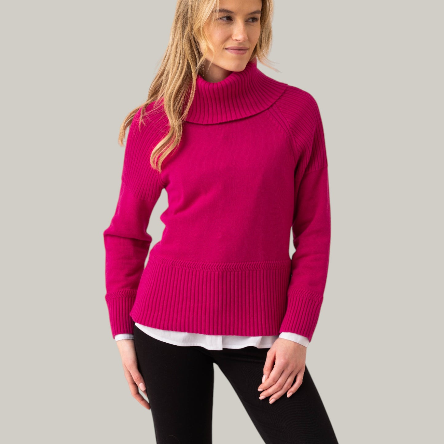 Marble - Cowl Neck Sweater With Raglan Sleeves