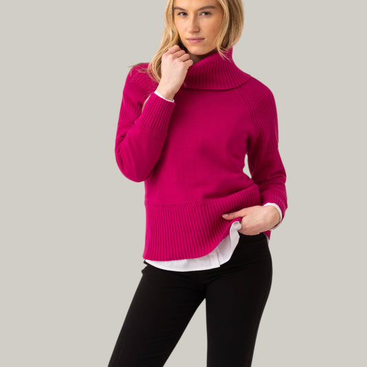 Marble - Cowl Neck Sweater With Raglan Sleeves