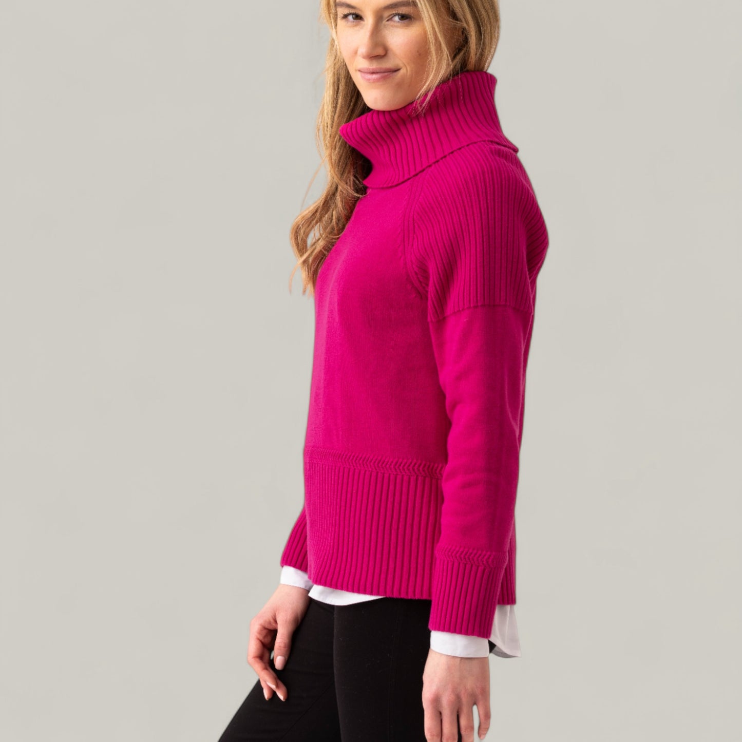 Marble - Cowl Neck Sweater With Raglan Sleeves