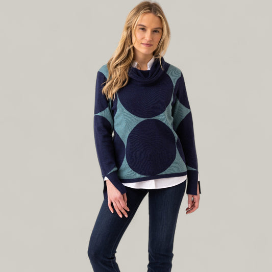 Marble - Polka Dot Cowl Neck Sweater