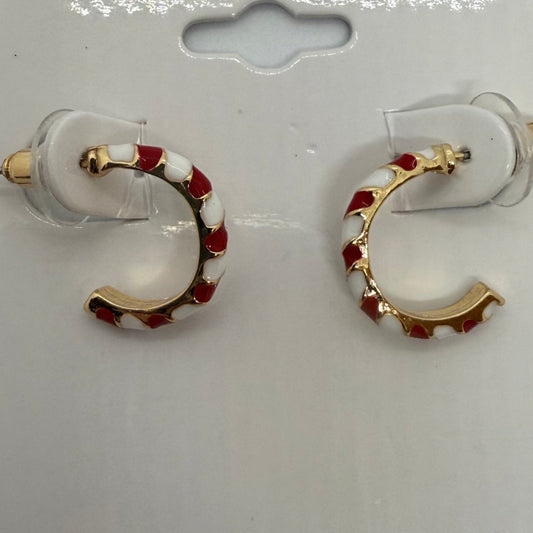 Audrey's - Red & White Post Hoop Earrings