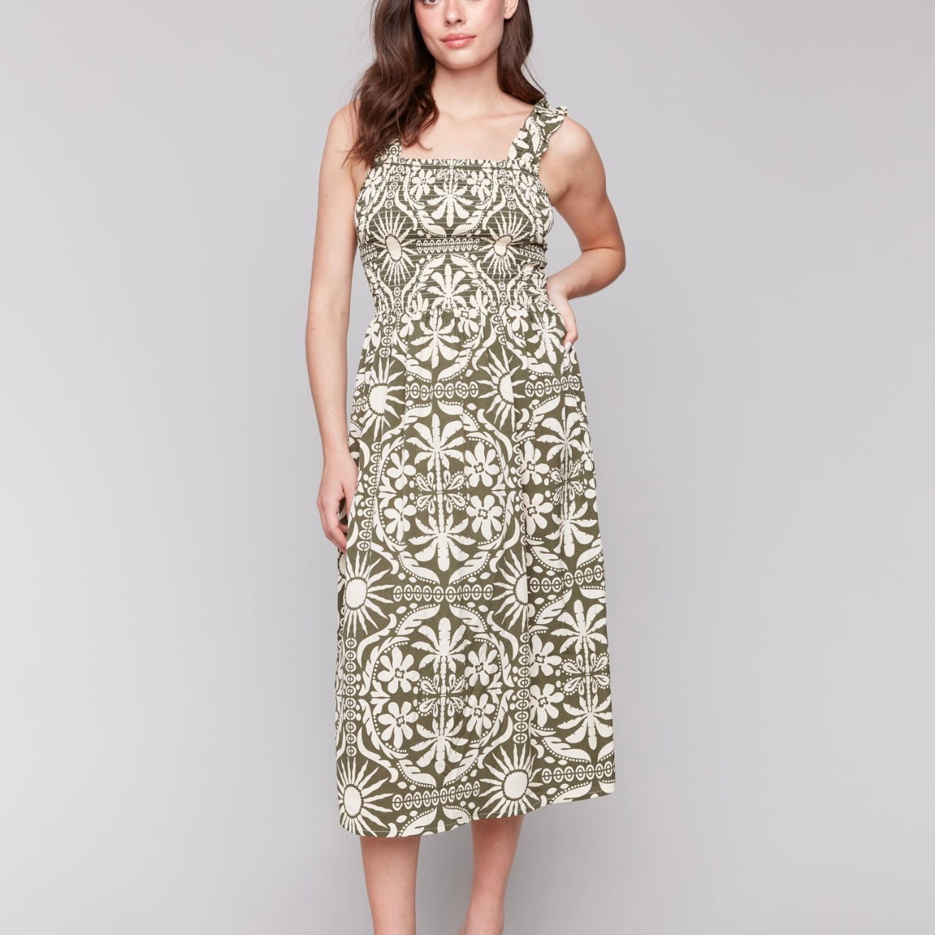 Charlie B - Printed Dress With Shirring Detail