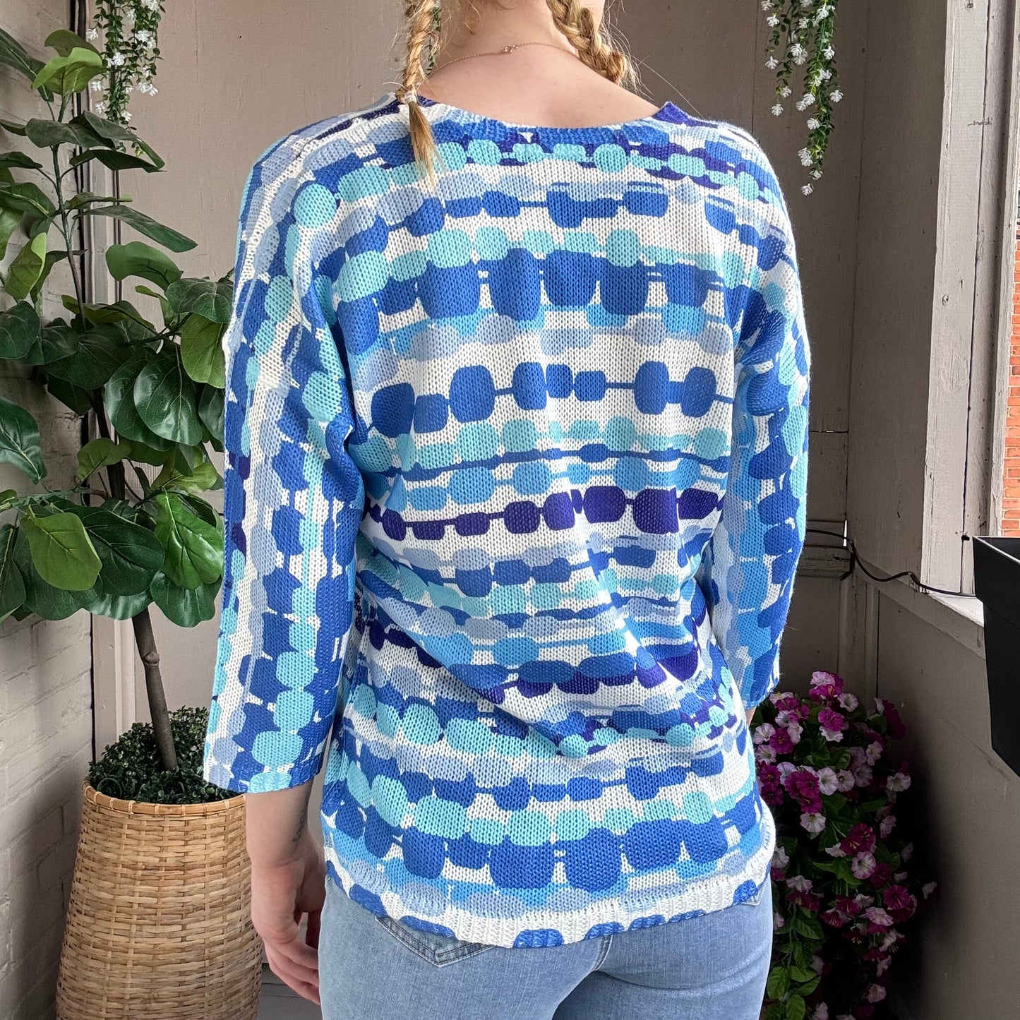 Moffi - Patterned Dolman Sleeve Sweater