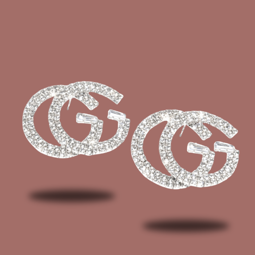 Audrey's - Crystal Pavé Double Initial Stud Earrings