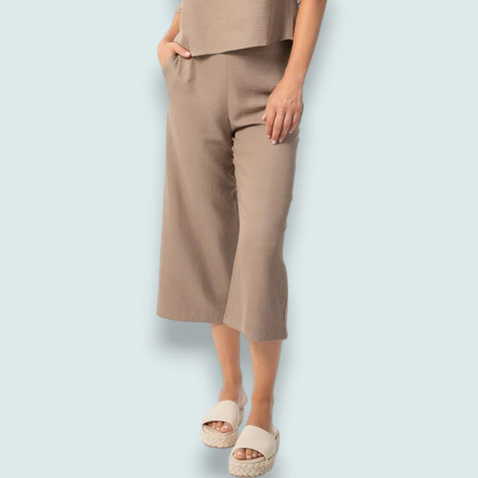 Bali - Soft Mocha Cropped Wide Leg Capris