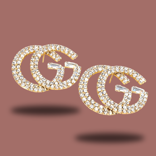 Audrey's - Crystal Pavé Double Initial Stud Earrings
