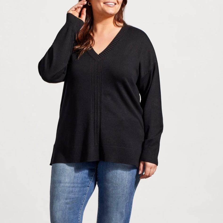 Tribal - V-Neck Cable Knit Sweater (Plus Size)