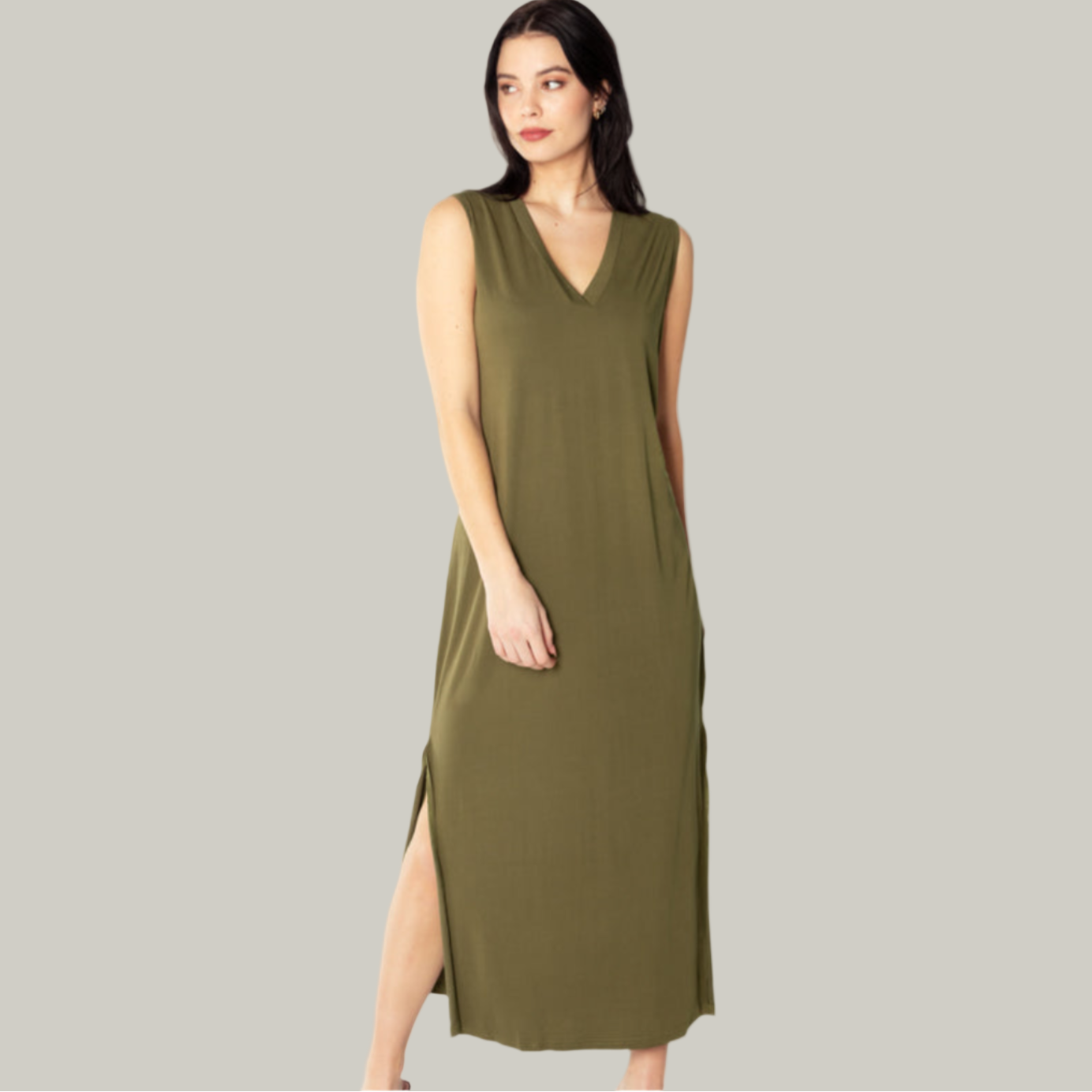 C'est Moi - V-Neck Maxi T-Shirt Dress