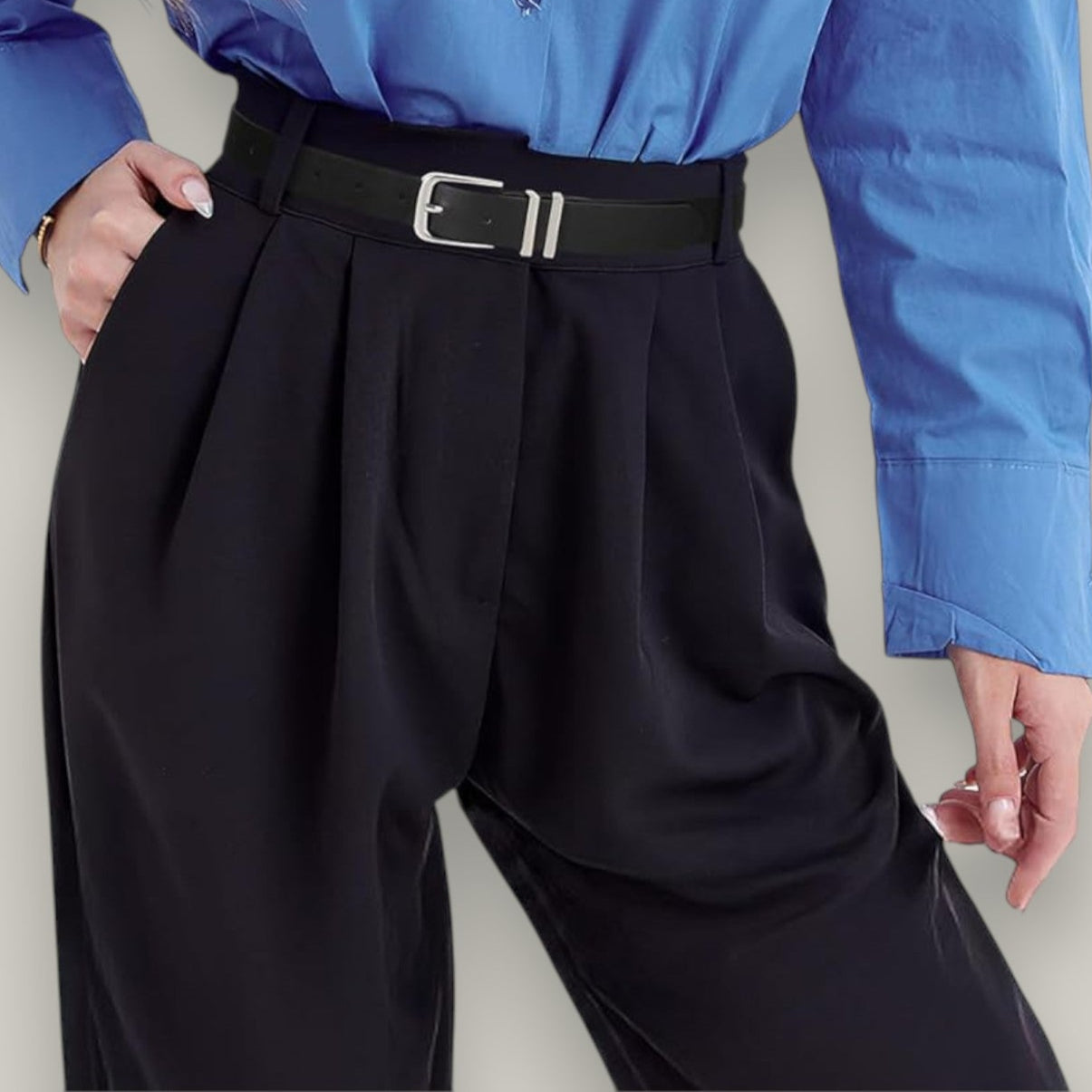 Audrey's - Essential Faux Leather Belt With Silver Buckle