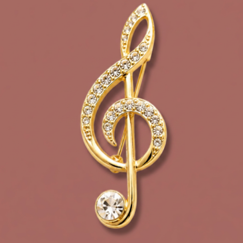 Audrey's - Crystal Treble Clef Brooch