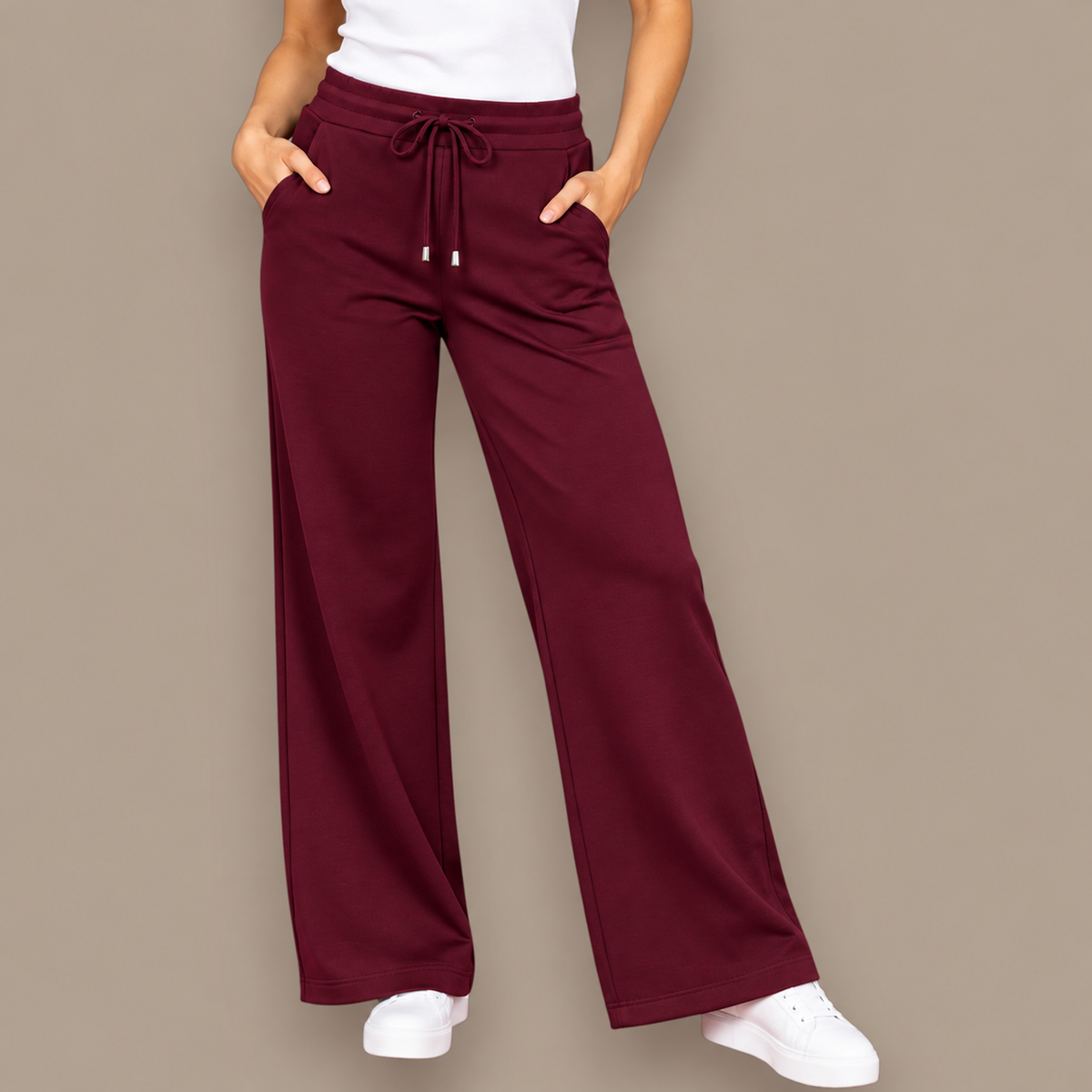 Pure - Drawstring Wide-Leg Pant