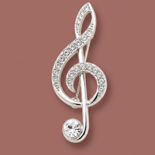 Audrey's - Crystal Treble Clef Brooch