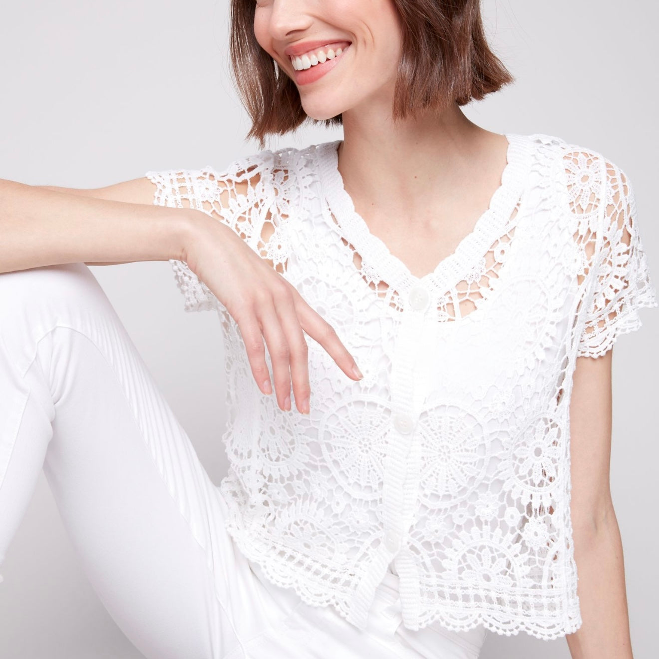 Charlie B - Short Sleeve Crochet Bolero