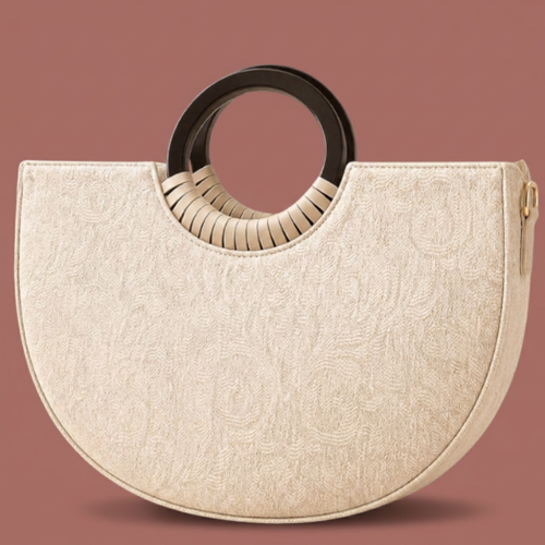Vintage Decor - Luna Wooden Handle Crescent Bag