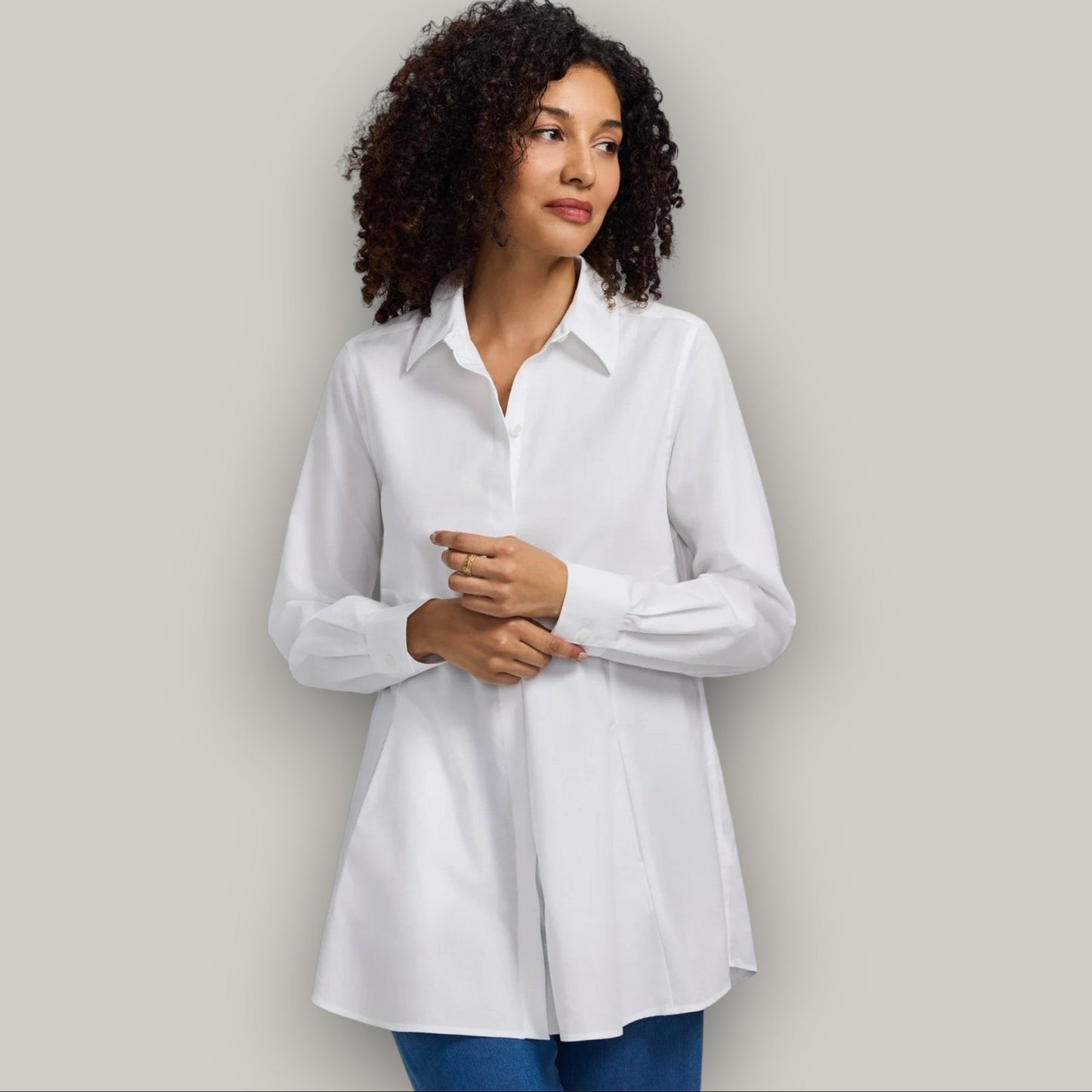 Foxcroft - Cici No Iron Pinpoint Long Sleeve Blouse