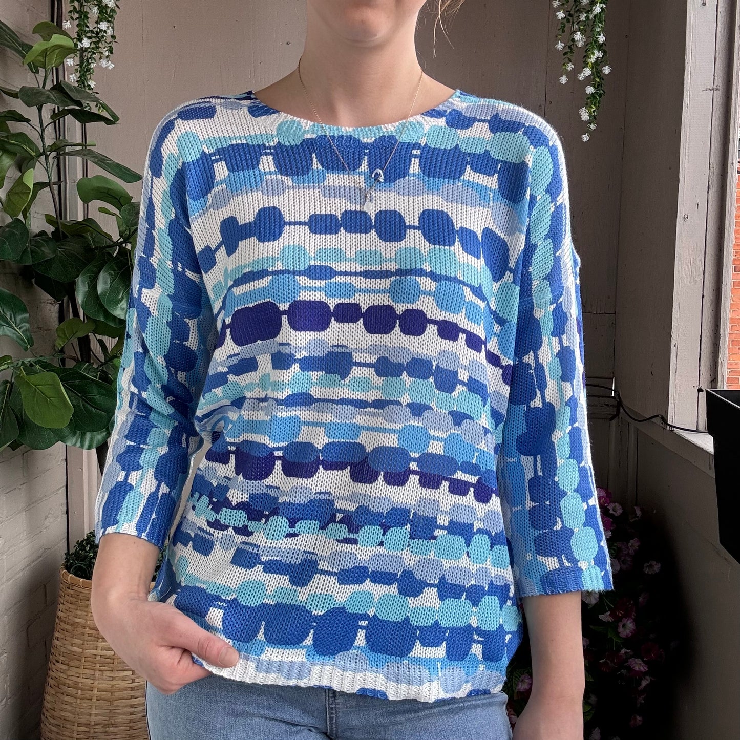 Moffi - Patterned Dolman Sleeve Sweater